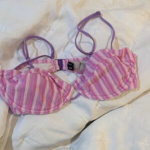 Triangl Swimwear Pink and Purple Striped Bikini Top